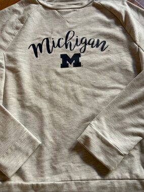 Michigan Script M Crewneck Sweatshirt - Beige